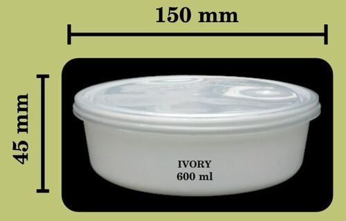 White 600 Ml Disposable Plastic Container