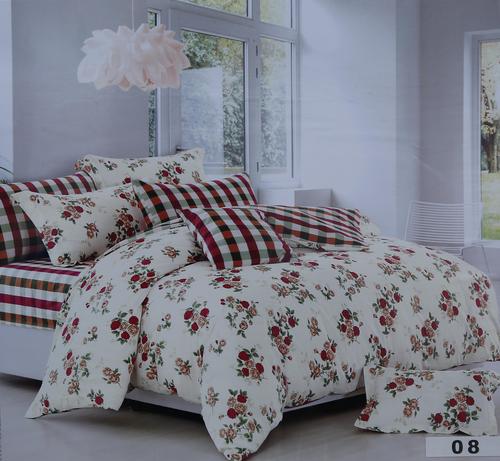Cotton Bed Sheet - Woolen, 90x98 Inch, Cream | Floral Design, Soft Texture, Easy Wash