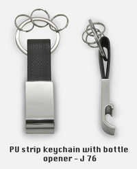 PU strip keychain with bottle opener