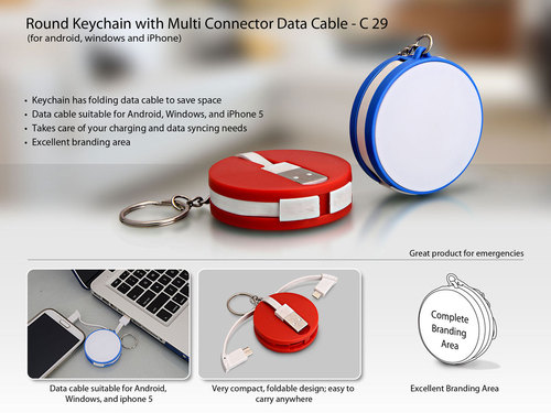 Round Keychain With Data Cable