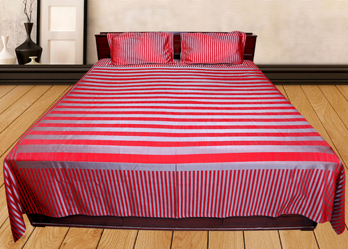 Satin Striped Bed Sheet - Satin 90x100 Inch Burgundy | Soft Texture Striking Look Easy Wash