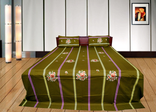 Glace Cotton Bed Sheet Embroidery