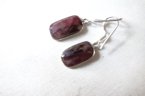 Natural Brown Sapphire Earrings - Sterling Silver Plated, Dichroic Design with Elegant Shine