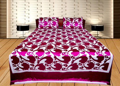 Poly Cotton Bed Cover Floral - 90x100 Inch Purple, Soft Texture, Easy Wash, Durable Fabric