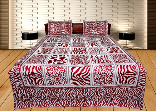Poly Cotton Bed Cover Designer - 90x100 Inch Double Bed, Burgundy | Soft Texture, Easy Wash, Striking Look
