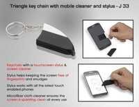 Triangle Keychain With Mobile Cleaner And Stylus