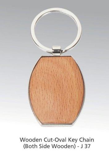 Wooden Cut Oval Key Chain (Both Side Wooden)