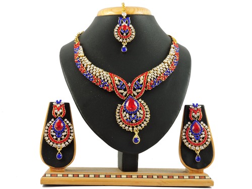 Red Blue Alloy Necklace Set
