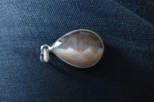 Brown Cat Eye Shape Sterling Silver Plated Pendant - Intricate Fashion Jewelry, White Stone Accents, Elegant Design