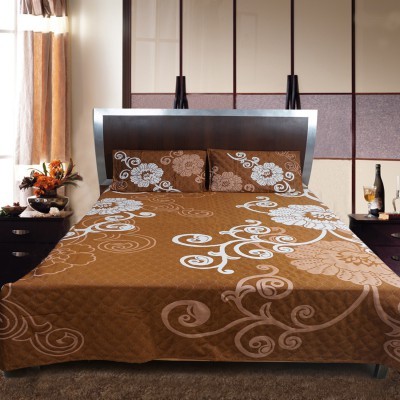 Poly Cotton Bed Cover Floral - 90x100 Inch, Brown | Soft Texture, Easy Wash, Stylish Look, Durable Fabric