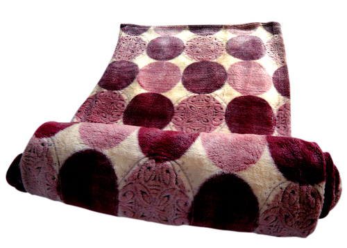 Acrylic A/c Blanket Circle - 94x86 Inch Purple Checkered | Soft Texture Easy Wash Warm Comfort