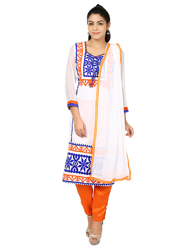 White Embroidered Georgette