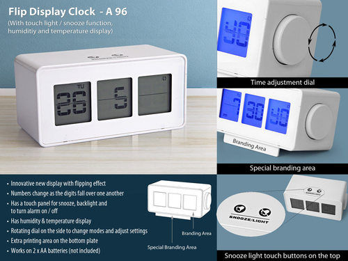 Flip display clock with touch light / snooze funct