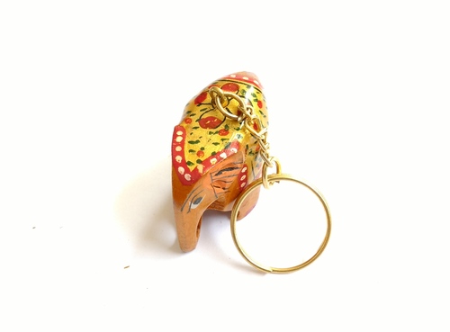 Wooden Painting Elephant Key Chain Handicraft