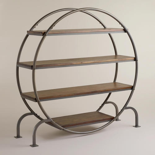 Wooden Bookshelves - Wood & Metal, Variable Dimensions , Brown Finish, Four Shelves, Ample Storage, Durable Build, Easy Assembly, Stylish Design, Versatile Use