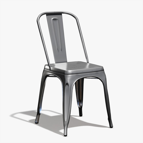 Craved Wooden Chair - Metal, 18x16x42 Inches, Gray | Lightweight, Durable, Stackable, Powder Coated Finish