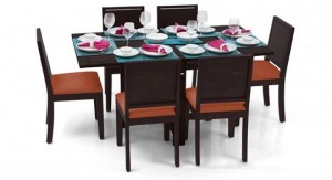 Dinning Set - Wood & Glass, 60x40x30, Brown | Stylish Design, Durable, Comfortable Six Seater