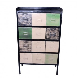 Side Board - Metal & Wood, 8 Drawers, Black | Ample Storage, Industrial Style, Durable, Easy Assembly