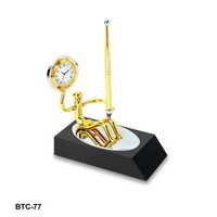 Table Clock with Pen (Golden & Siver)