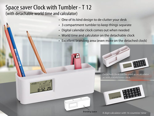 Space Saver clock with Tumbler