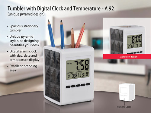 umbler with digital clock and temperature