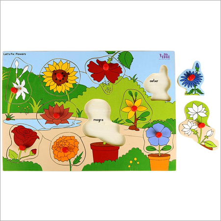 Flowers - White Plywood Puzzle, Non-Toxic Ink | Cognitive Growth, Fine Motor Skills, Creative Play, Educational Flower Identification, Problem-Solving