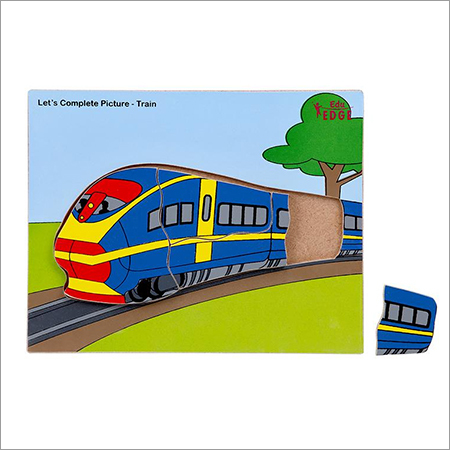 Train - Plywood, 15x10 cm, Blue | Educational Toy, Fine Motor Skills, Puzzle Fun, Skill Building, Vehicle Theme, Non-Toxic Ink