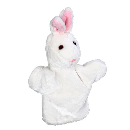 Rabbit - Plush Fabric 10-12cm White Glove Puppet, Enhances Vocabulary Imagination Emotion Expression