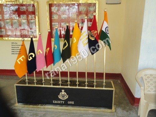 Coy Office Flag - Brass Poles, Customizable Cloth Flags, Rectangular Base | Durable, Sturdy, Easy Setup, Indoor/Outdoor Use