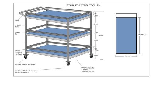 ESD Stainless Steel Trolley