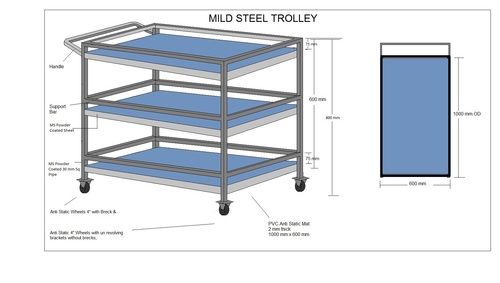 MS Powder Coated Trolley