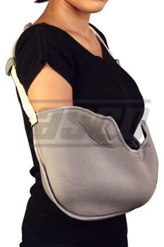 Arm Sling Pouch Adjustable - Soft Fabric, Gray, Adjustable Strap, Velcro Closure, Shoulder Pad, Thumb Loop