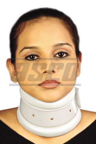 Cervical Collar (Hard) - Polythene & Banian Foam, S-XL, White | Velcro Closure, Ventilated, Comfortable Padding