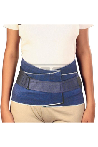 Sacro-Lumber Belt (Contoured Type) - Elastic Fabric, Size 28"-44", Navy Blue | Breathable Perforated Panel, Four Flexible Stays, Adjustable Straps