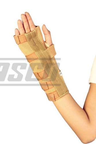 Elastic Cock-up-Splint (Long Type) - Coated Fabric Foam, Varied Sizes, Beige | Wrist Immobilization, Adjustable Velcro Straps, Thumb Support