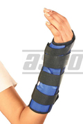 Wrist & Fore Arm Splint - Coated Fabric, Universal Size, Blue | Metal Splints, Buckle & Velcro Straps, Foam Padding, Immobilization