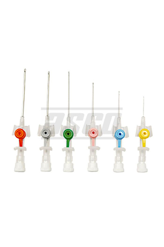 I.V Cannula with Injection Port with Wings - PTFE, FG 14-24, Multicolor, 19-45mm | Smooth Surface, Super Sharp Needle, Non-Return Valve, Sterile Blister Pack