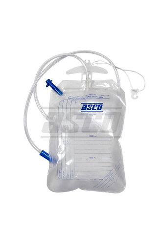 Urine Collecting Bag with Hanger - Medical Grade PVC 2000ml 90cm Tube | Leakproof Sterile Non-Return Valve Graduated Kink Resistant