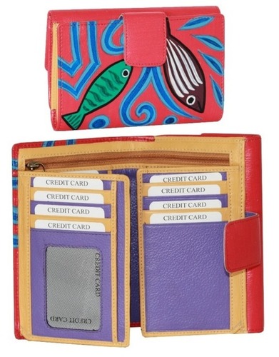 Hand Painted Leather Ladies Purse
