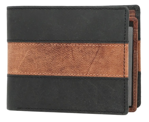 Hunter Leather Wallet - Genuine Leather 10x12 cm Black | 6-8 Card Slots Snap Closure Compact Size Easy Access Secure Storage Stylish Design