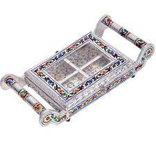 Golden Marron Meenakari Wooden Trays