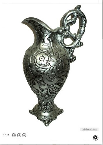 Flower Pots & Vases - Porcelain 20"x6", Silver | Elegant Design, Intricate Detailing