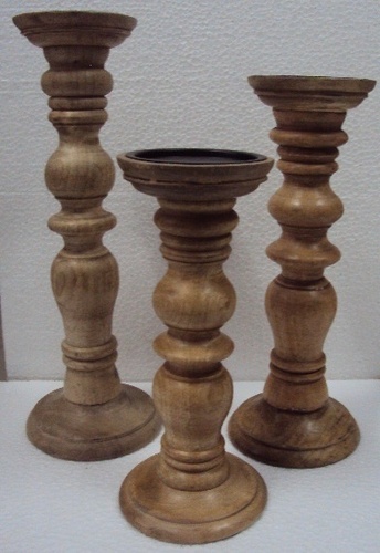 Wooden Candle Stand,Set Of 3 Pcs.