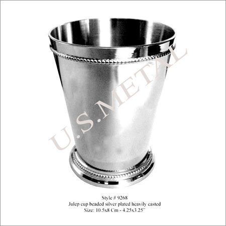 Julep Cup Beaded Silver Plated Heavily Casted