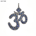 Om Charm Sapphire Pendant Silver Jewelry Gender: Women
