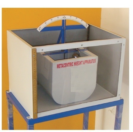 Metacentric Height Apparatus - Stainless Steel Pontoon 300x150mm, Water Tank 600x400x400mm | Angle Measurement, Model Tilting, Weight Change, Glass/Perspex Front Window