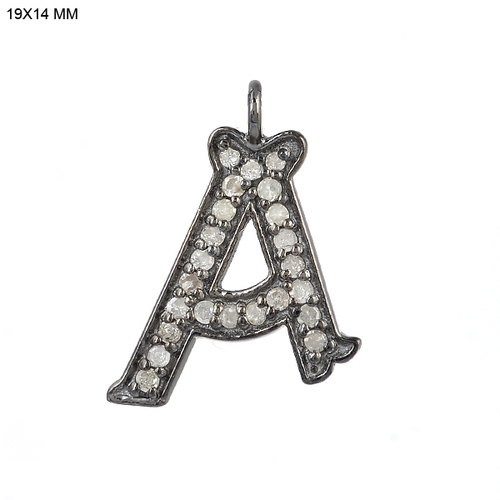 Pave Diamond A Letter Pendant - 925 Sterling Silver, 0.24 Carat Diamond | 1.08 Grams Lightweight Charm