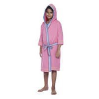 Kids Hooded Toweling Gown - Soft Cotton, Multiple Sizes, Pink | Absorbent, Stylish, Comfortable, Easy Care, Knee-length, Tie Closure
