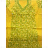 Embroidered Dress Material - Cotton, Varies In Size, Yellow | Defect Free, Durable Fabric, Elegant Design, Fine Finish, Shrink Resistant, Soft Texture, Unique Pattern, Versatile Use