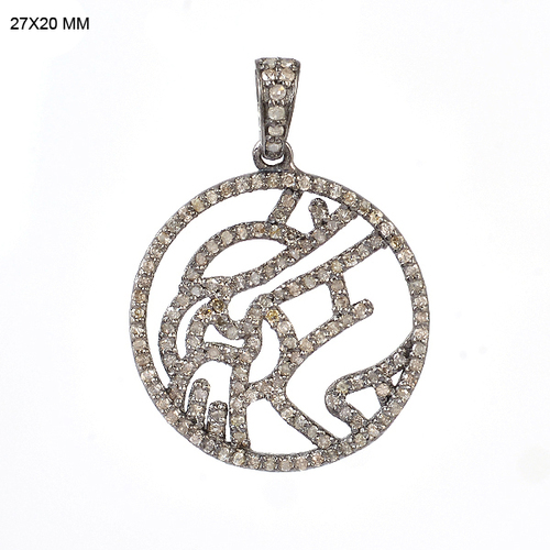 Handmade Diamond Charm Pendant - 925 Sterling Silver 0.53 Carat Pave Diamond Unisex Pendant for Gift or Party